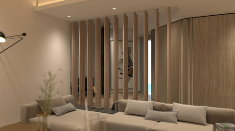 Custom-Made Wooden Slat Partition