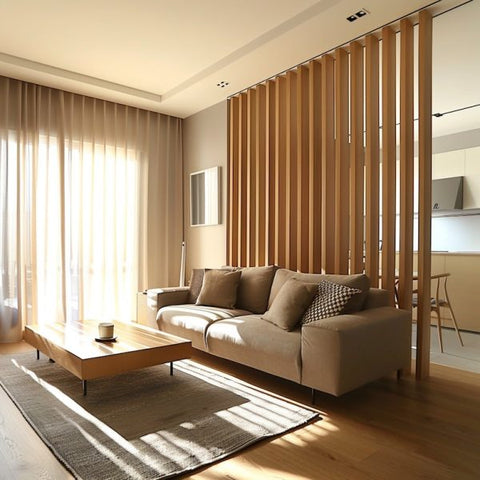 Custom-Made Wooden Slat Partition