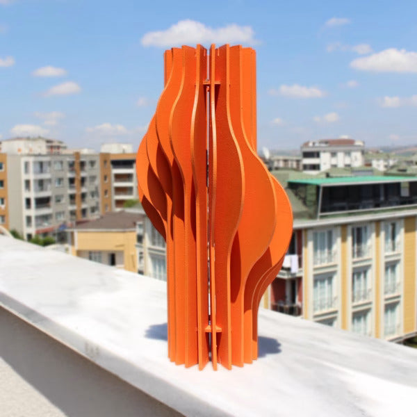 Handcrafted Orange Wave Wooden Vase – Stylish Decor