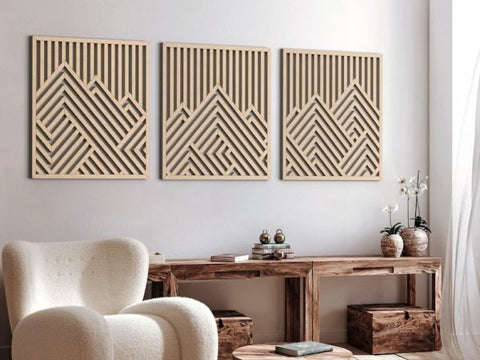 Modern Wood Wall Art | Mountains wall art