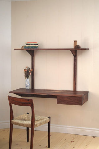 Modern Floating Desk with Shelf