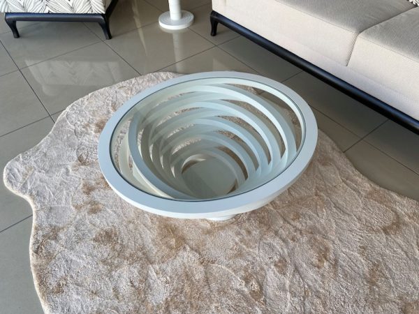 Oval Wood Coffee Table for Living Room, Large Ellipse Walnut Coffee Table, Modern Decorative Custom Table with Glass Top