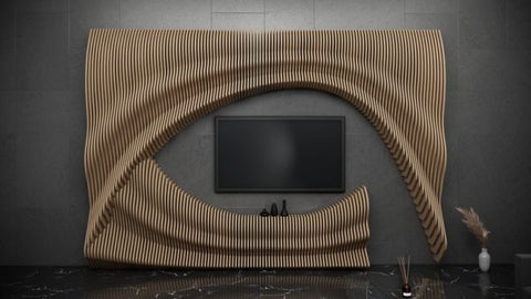 Parametric Art Wavy Wooden Panel and Modern TV Unit Design