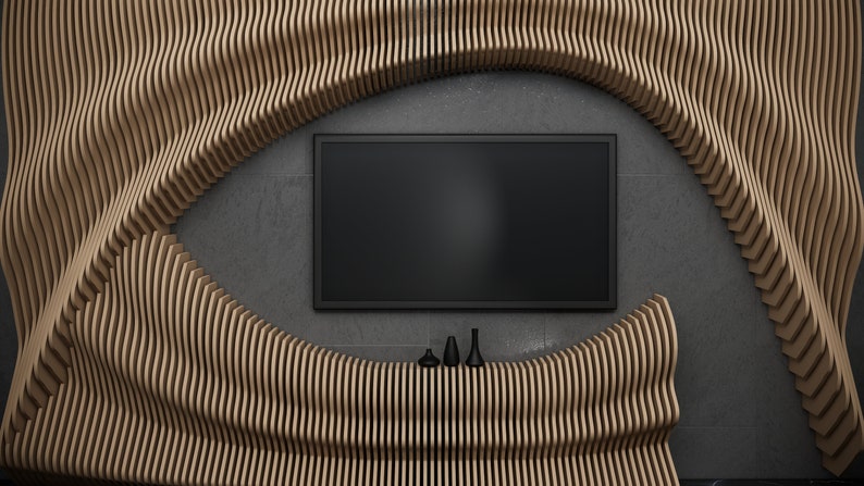 Parametric Art Wavy Wooden Panel and Modern TV Unit Design