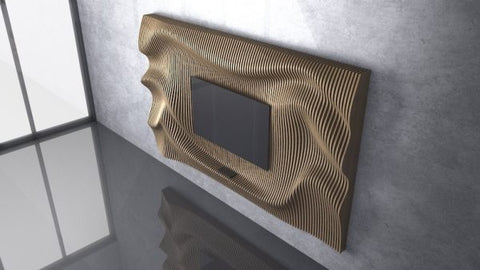 Parametric Wavy Wooden Media Wall Decor