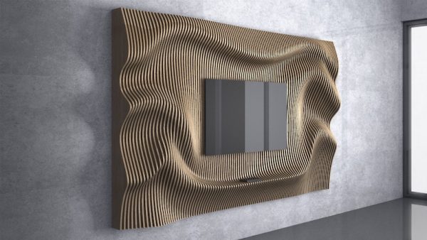 Parametric Wavy Wooden Media Wall Decor