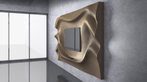 Parametric Wavy Wooden Media Wall Decor