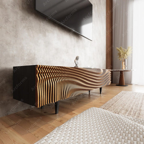 Parametric Wood TV Unit