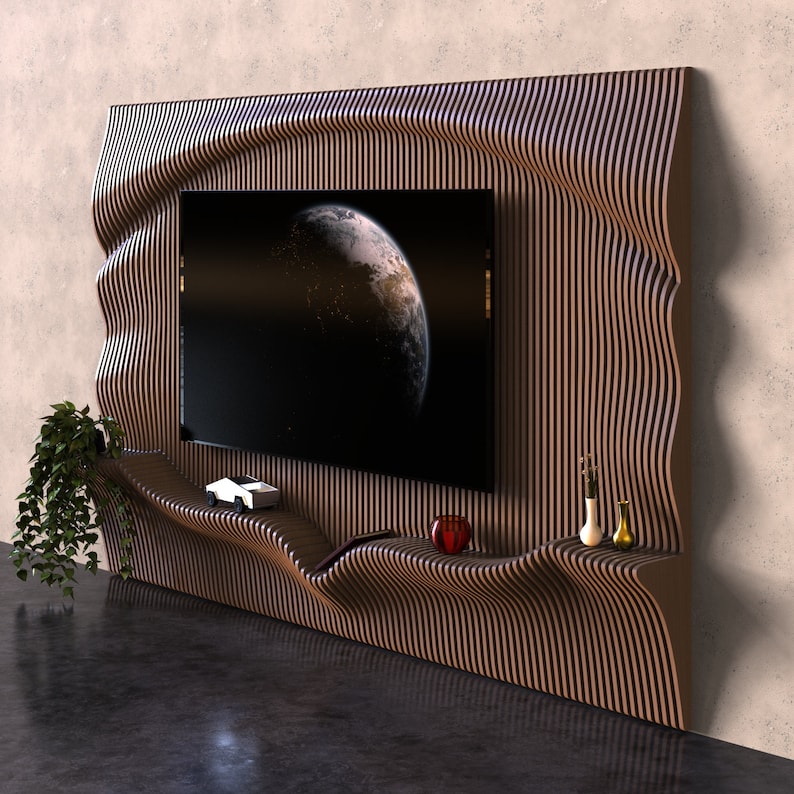 Parametric Wooden Media Wall Decor