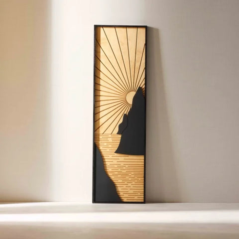 Sunset and Moon Modern Wood Art