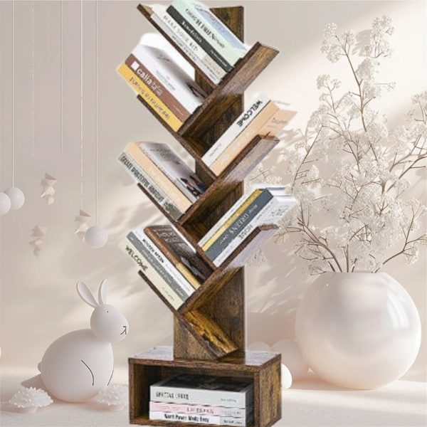 Tree Bookshelf – Six-Shelf Wooden Bookcase