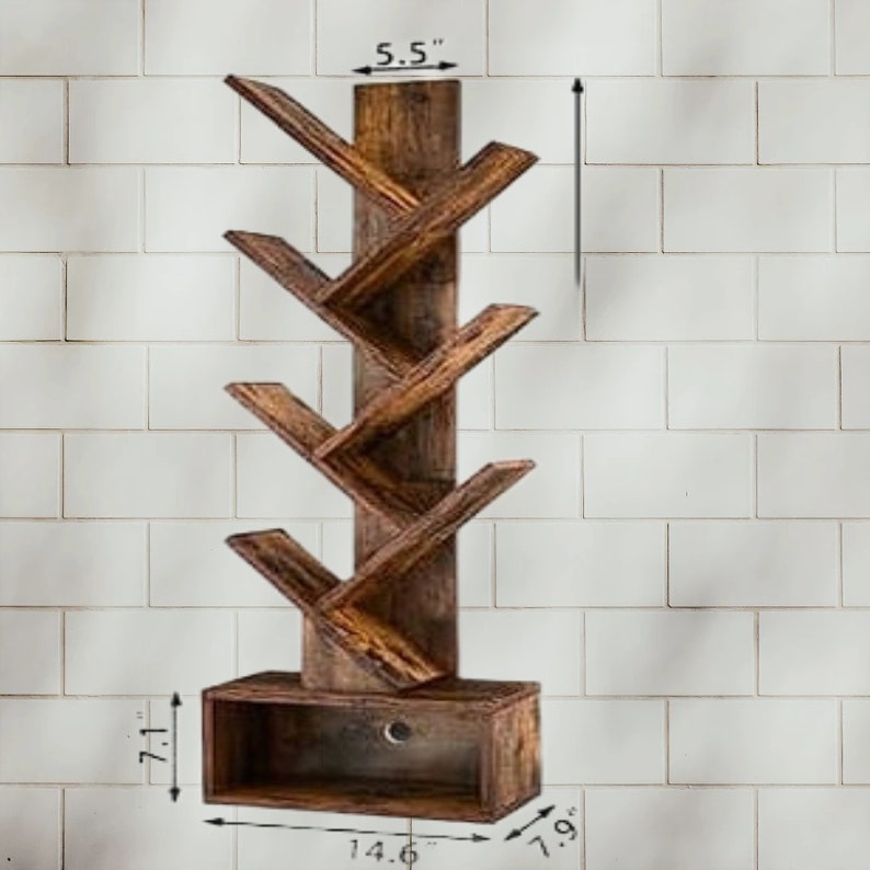 Tree Bookshelf – Six-Shelf Wooden Bookcase