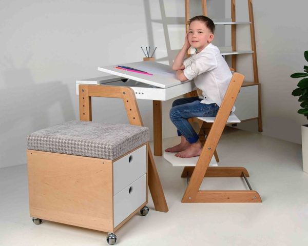 Under-Desk Filing Cabinet with Cushioned Seat