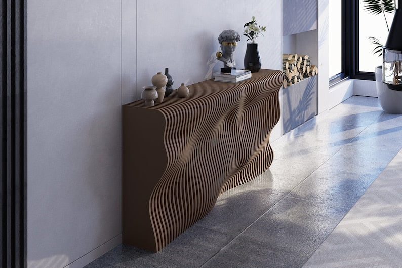 Wavy Wooden Entryway Console