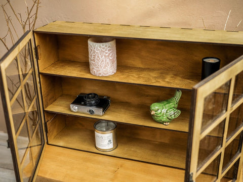 Rustic Wood Display Shelf for Cups and Collectibles