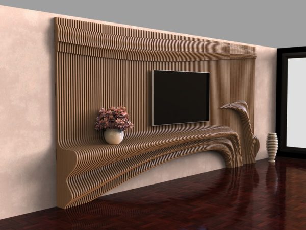 Wooden Wall Decor TV Unit