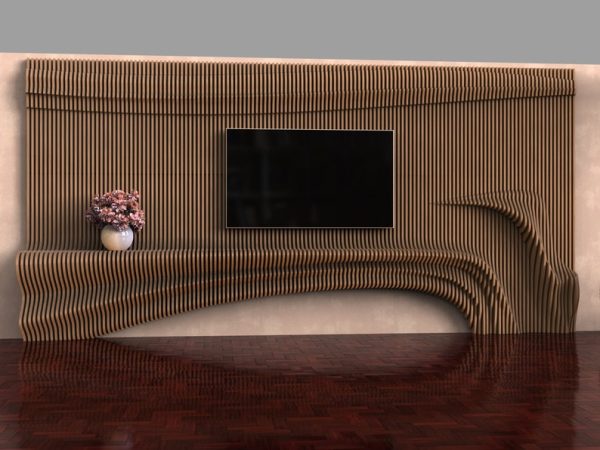 Wooden Wall Decor TV Unit