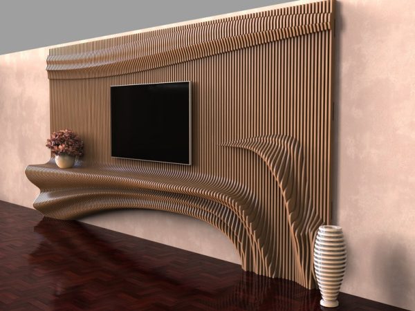 Wooden Wall Decor TV Unit