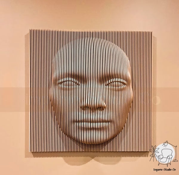 Parametric Face Wooden Wall Sculpture