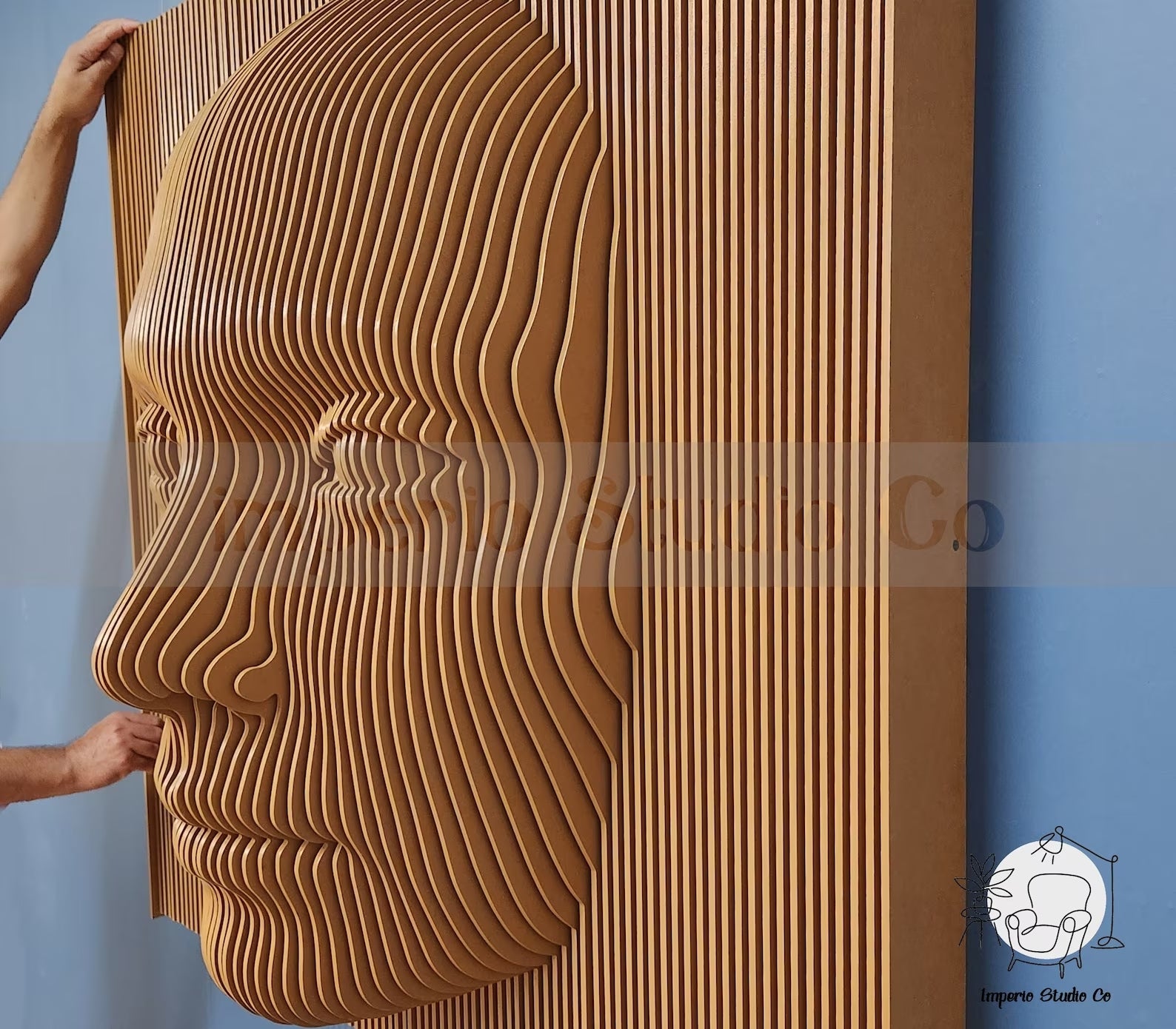 Parametric Face Wooden Wall Sculpture