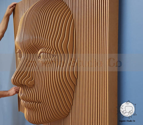 Parametric Face Wooden Wall Sculpture