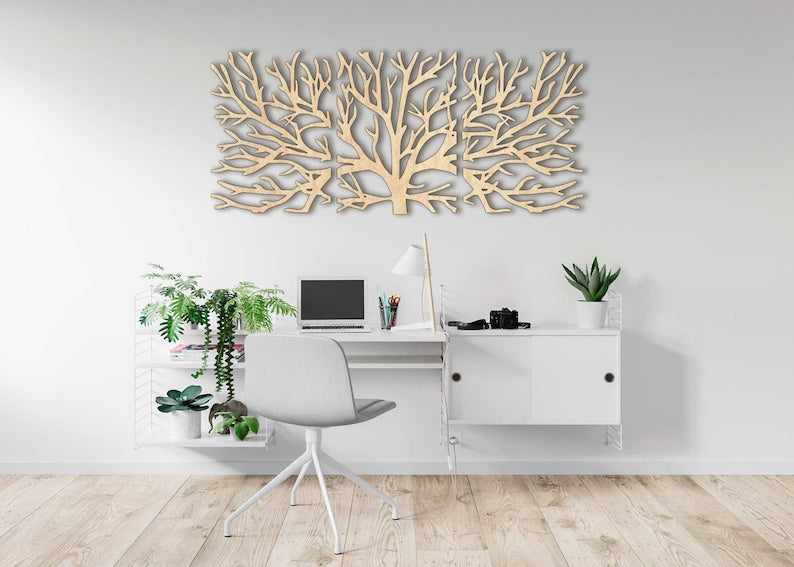 Wooden Decorative Set of 3 Bough Tree Wall Decor