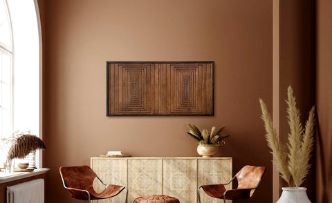 Rustic Wood Wall Art Framed, Modern Minimalist Wall Art Design