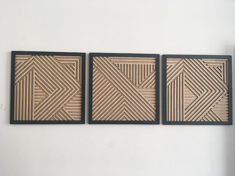 Geometric Wood Wall Art (Set of 3) – Modern Wood Art