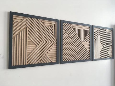 Geometric Wood Wall Art (Set of 3) – Modern Wood Art