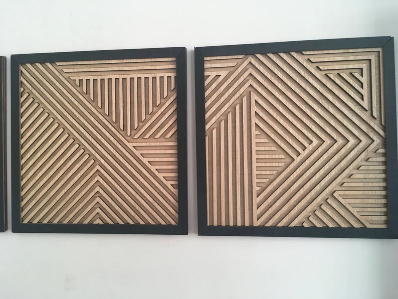 Geometric Wood Wall Art (Set of 3) – Modern Wood Art