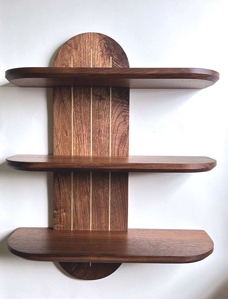 Draper Shelf – Walnut with Brass inlay