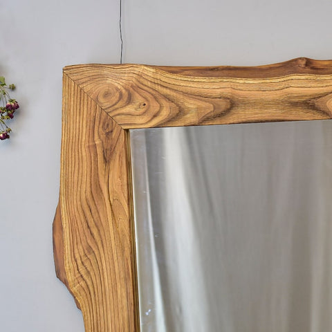 Rustic chestnut wood mirror,natural wood