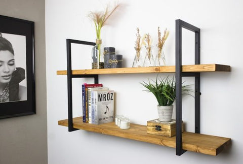 Loft-Style Double Shelf in Pine – Wall Mounted