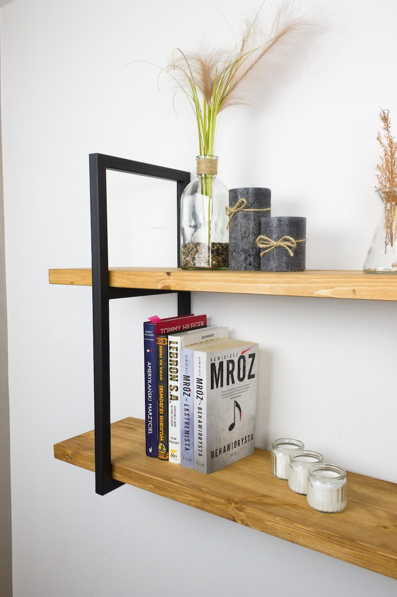 Loft-Style Double Shelf in Pine – Wall Mounted