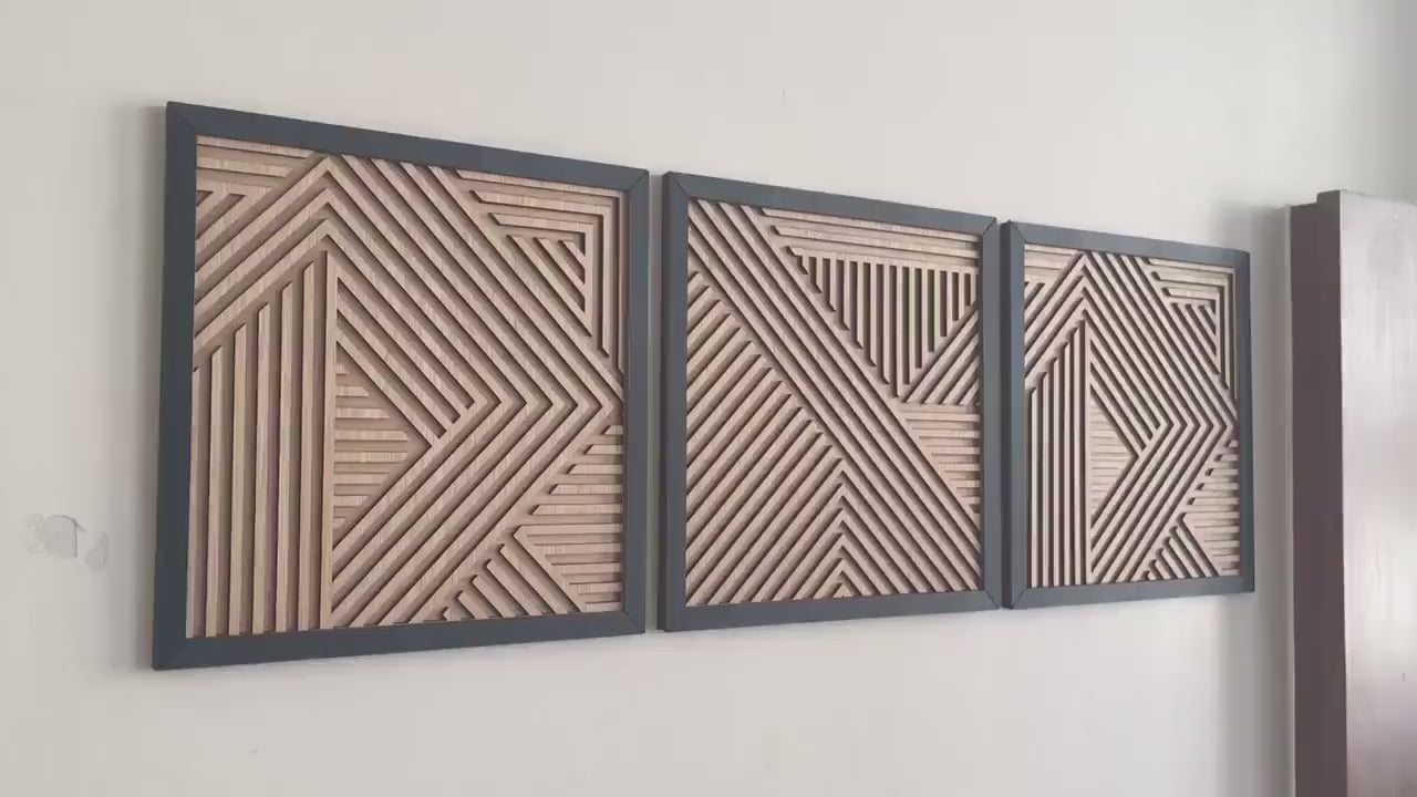 Geometric Wood Wall Art (Set of 3) – Modern Wood Art