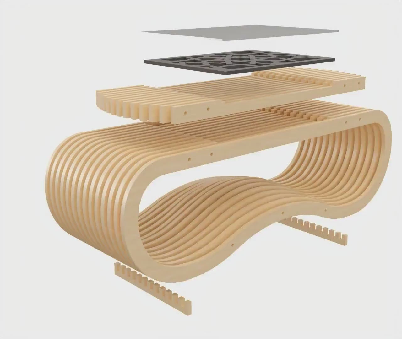 Parametric Coffee Table, Modern living room table, Plywood table