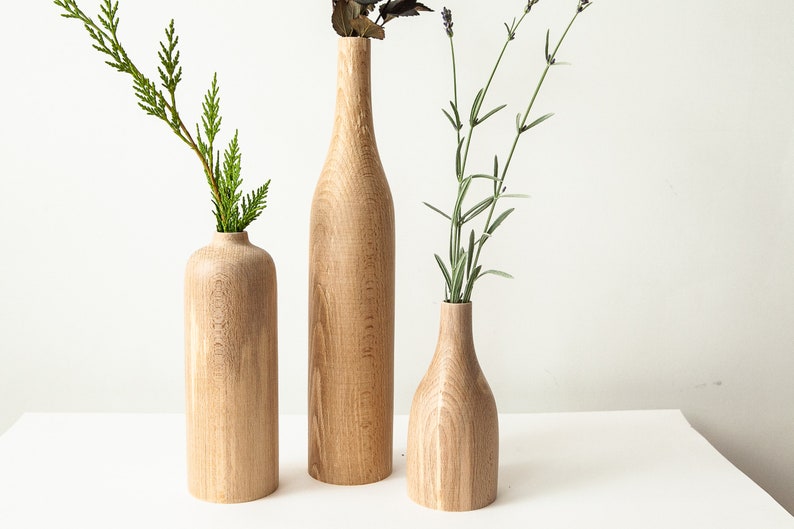 Handmade Wood Vase Trio