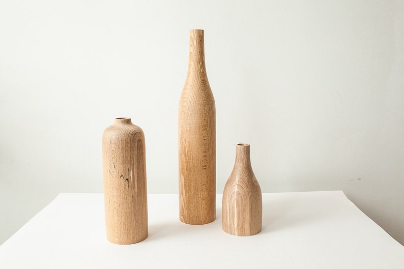 Handmade Wood Vase Trio