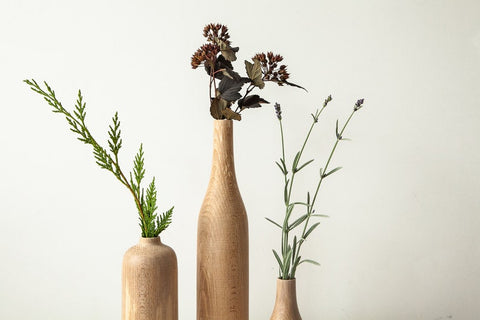 Handmade Wood Vase Trio